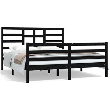 Rám postele černý masivní dřevo 160 × 200 cm, 3105874 (3105874)