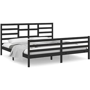 Rám postele černý masivní dřevo 200 × 200 cm, 3105884 (3105884)