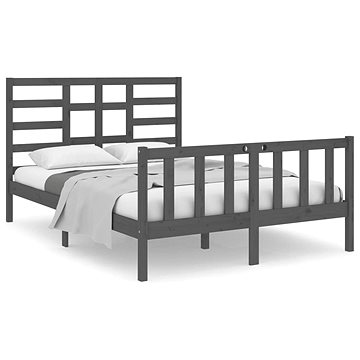 Rám postele šedý masivní dřevo 135 × 190 cm Double, 3105902 (3105902)