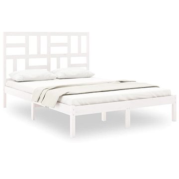 Rám postele bílý masivní dřevo 140 × 190 cm, 3105931 (3105931)