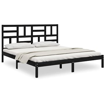 Rám postele černý masivní dřevo 180 × 200 cm Super King, 3105969 (3105969)