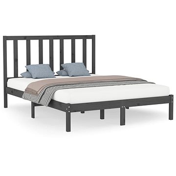 Rám postele šedý masivní dřevo 140 × 200 cm, 3106770 (3106770)