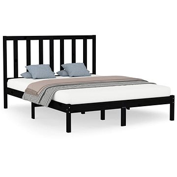 Rám postele černý masivní dřevo 160 × 200 cm, 3106782 (3106782)