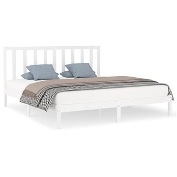 Rám postele bílý masivní dřevo 180 × 200 cm Super King, 3106784 (3106784)
