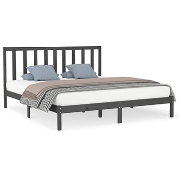 Rám postele šedý masivní dřevo 180 × 200 cm Super King, 3106785 (3106785)