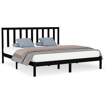 Rám postele černý masivní dřevo 180 × 200 cm Super King, 3106787 (3106787)