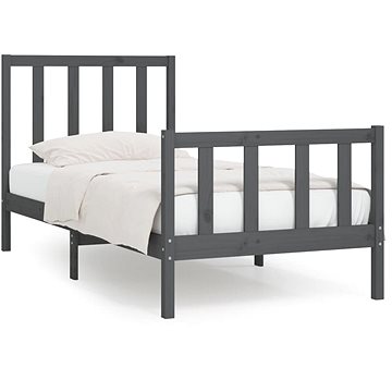 Rám postele šedý masivní dřevo 90 × 200 cm, 3106820 (3106820)