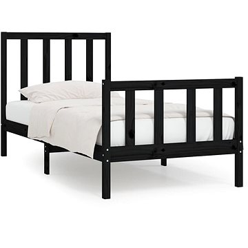 Rám postele černý masivní dřevo 100 × 200 cm, 3106827 (3106827)