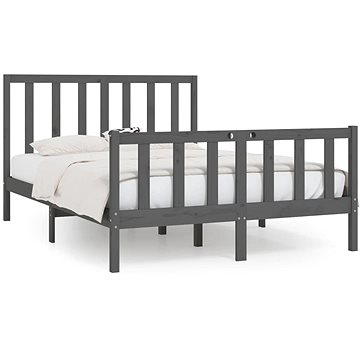 Rám postele šedý masivní dřevo 140 × 200 cm, 3106835 (3106835)