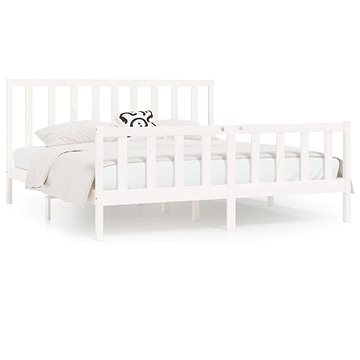 Rám postele bílý masivní dřevo 180 × 200 cm Super King, 3106849 (3106849)