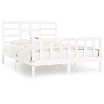 Rám postele bílý masivní dřevo 150 × 200 cm King Size, 3107619 (3107619)