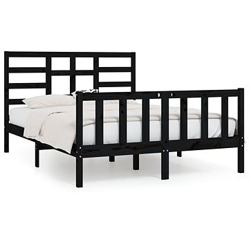 Rám postele černý masivní dřevo 150 × 200 cm King Size, 3107622 (3107622)