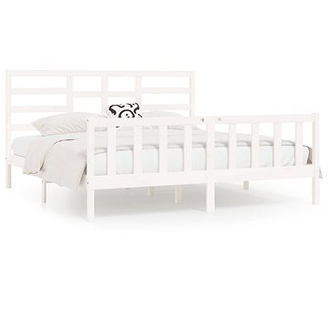 Rám postele bílý masivní dřevo 180 × 200 cm Super King, 3107629 (3107629)