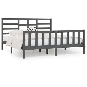 Rám postele šedý masivní dřevo 180 × 200 cm Super King, 3107630 (3107630)