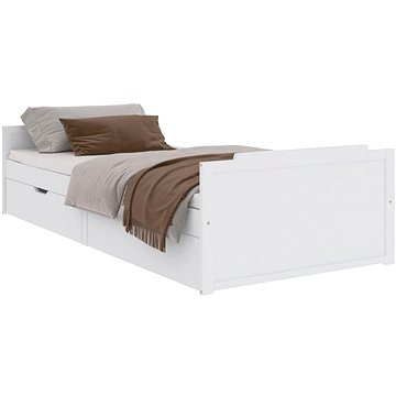 Rám postele se zásuvkami bílý masivní borové dřevo 90 × 200 cm, 322160 (322160)
