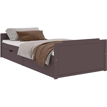 Rám postele se zásuvkami tmavě hnědý masivní borovice 90×200 cm, 322162 (322162)