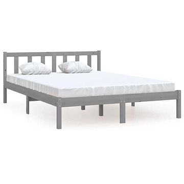 Rám postele šedý masivní borovice 120 × 190 cm malé dvojlůžko, 810054 (810054)