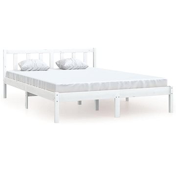 Rám postele bílý masivní borové dřevo 140 × 190 cm, 810063 (810063)