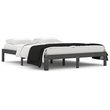 Rám postele šedý masivní dřevo 150 × 200 cm King Size, 810372 (810372)