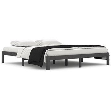 Rám postele šedý masivní dřevo 180 × 200 cm Super King, 810382 (810382)