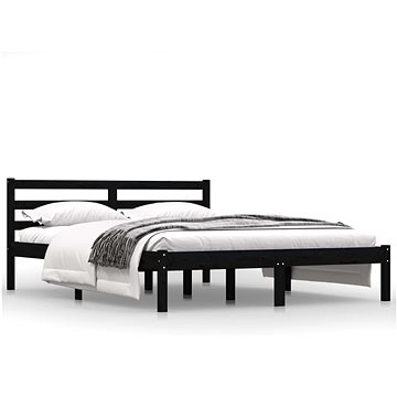 Rám postele masivní borovice 140 × 190 cm černý, 810414 (810414)