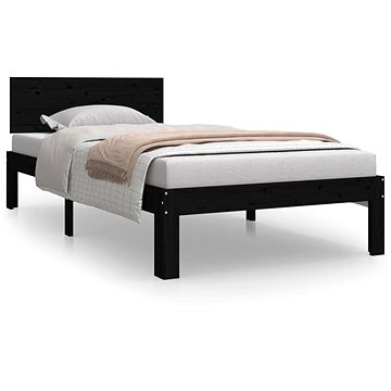 Rám postele černý masivní dřevo 90 × 190 cm Single, 810464 (810464)