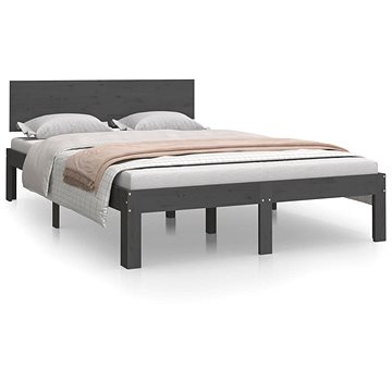 Rám postele šedý masivní dřevo 120 × 190 cm Small Double, 810467 (810467)