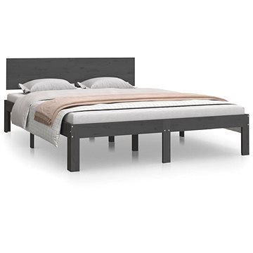 Rám postele šedý masivní dřevo 135 × 190 cm Double, 810472 (810472)