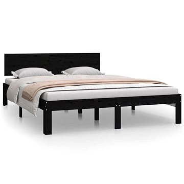 Rám postele černý masivní borovice 140 × 200 cm, 810499 (810499)