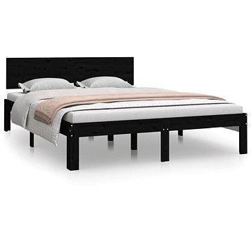 Rám postele černý masivní dřevo 150 × 200 cm King Size, 810504 (810504)