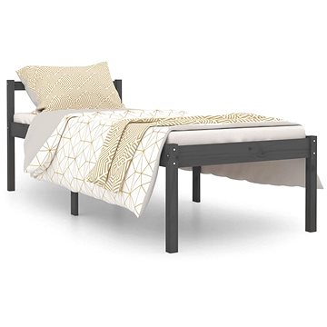 Rám postele šedý masivní dřevo 75 × 190 cm Small Single, 810576 (810576)