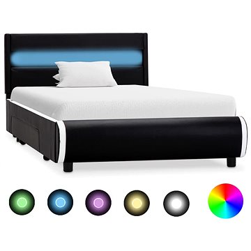 Rám postele s LED světlem černý umělá kůže 100x200 cm (284973)