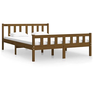 Rám postele medově hnědý masivní dřevo 135 × 190 cm Double, 810657 (810657)