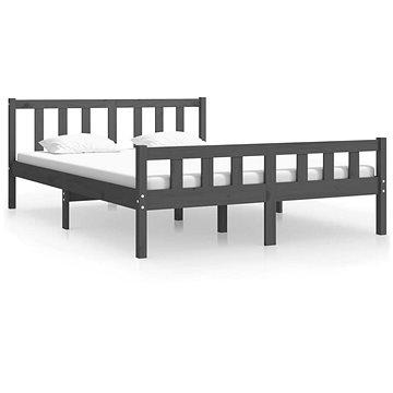 Rám postele šedý masivní dřevo 140 × 190 cm, 810661 (810661)