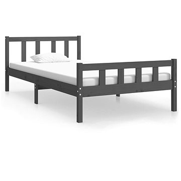 Rám postele šedý masivní dřevo 100 × 200 cm, 810671 (810671)