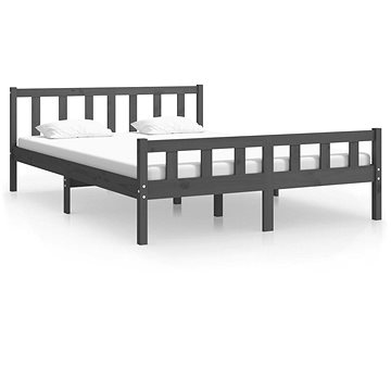 Rám postele šedý masivní dřevo 150 × 200 cm King Size, 810686 (810686)