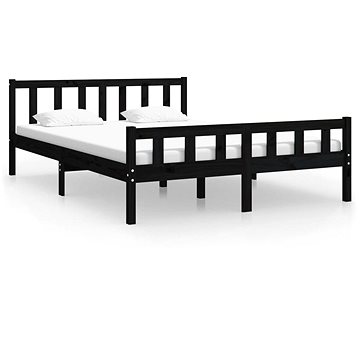 Rám postele černý masivní dřevo 150 × 200 cm King Size, 810688 (810688)