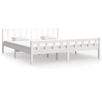 Rám postele bílý masivní dřevo 160 × 200 cm, 810690 (810690)