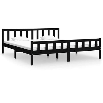 Rám postele černý masivní dřevo 200 × 200 cm, 810703 (810703)
