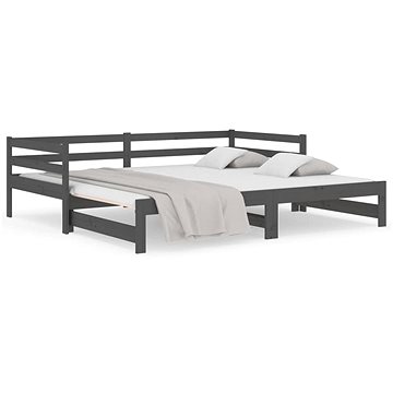 Výsuvná postel šedá 2× (90 × 190) cm masivní borovice, 814656 (814656)