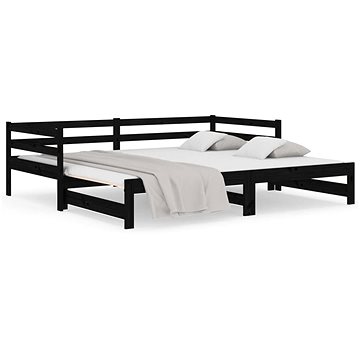 Výsuvná postel černá 2× (90 × 190) cm masivní borovice, 814658 (814658)