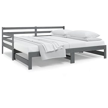 Výsuvná postel šedá 2× (90 × 190) cm masivní borovice, 814661 (814661)