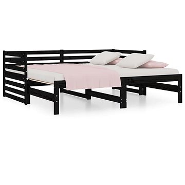 Výsuvná postel černá 2× (90 × 190) cm masivní borovice, 814673 (814673)