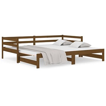 Výsuvná postel medově hnědá 2× (80 × 200) cm masivní borovice, 814697 (814697)