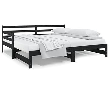 Výsuvná postel černá 2× (80 × 200) cm masivní borovice, 814703 (814703)