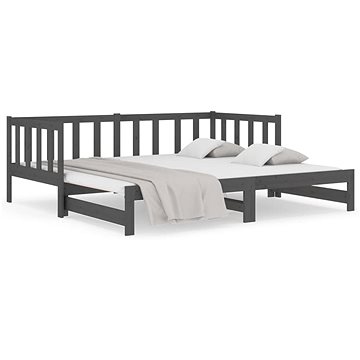 Výsuvná postel šedá 2× (80 × 200) cm masivní borovice, 814706 (814706)