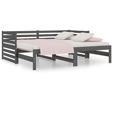 Výsuvná postel šedá 2× (80 × 200) cm masivní borovice, 814711 (814711)