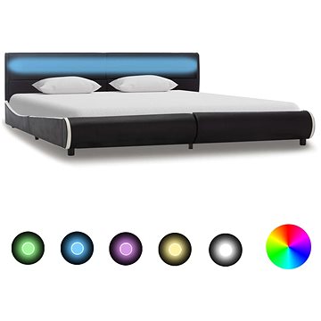 Rám postele s LED světlem černý umělá kůže 180x200 cm (285025)