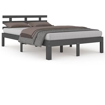 Rám postele šedý masivní dřevo 120 × 190 cm Small Double, 814726 (814726)