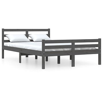 Rám postele šedý masivní dřevo 140 × 200 cm, 814821 (814821)